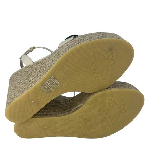 Gucci Aitana Marmont GG Leather Platform Espadrille Wedge Sandals 41 - Picture 16 of 16